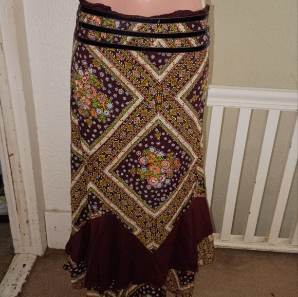 Vintage Y2k Free People Long Prairie Elegant 10 M Boho Maxi Skirt Paisley